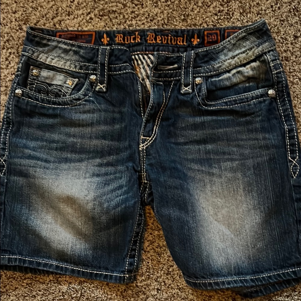 Rock Revival Indigo Faded Distressed Women's Jean Shorts